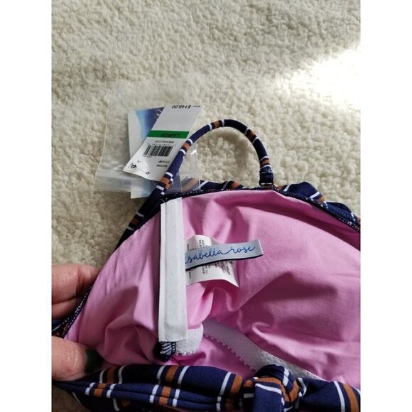 Isabella Rose Broadway One-Piece Navy Blue Multi Striped Women's Size L - Picture 12 of 15